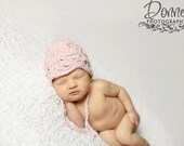 Baby girl hat- flower hat- pink hat-crochet hat-newborn photography-photo prop
