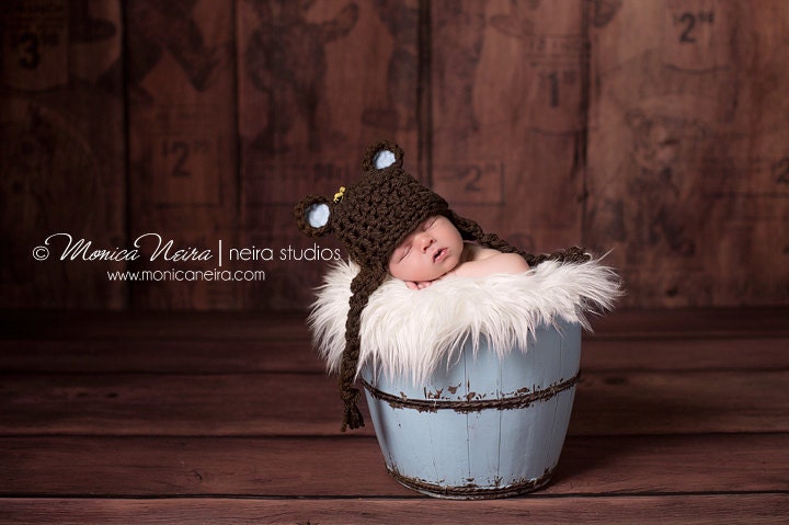 baby bear hat-crochet hat-newborn photography-photo prop