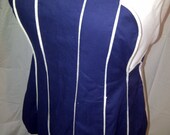 Vintage Homemade Full Apron Navy and White