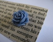 Dusty Blue Cabochon Rose Stud Earrings