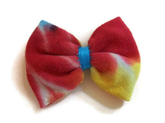 Tie Dye Hair Bow, Upcycled Fabric, Tye Dye bows, Rainbow Bows, Christmas gifts, stocking stuffers, Repurposed Fabric, Tie Dye Accessories