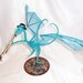 Dragon Musician Art Doll: Miles, Turquoise Dragon Playing a Trumpet