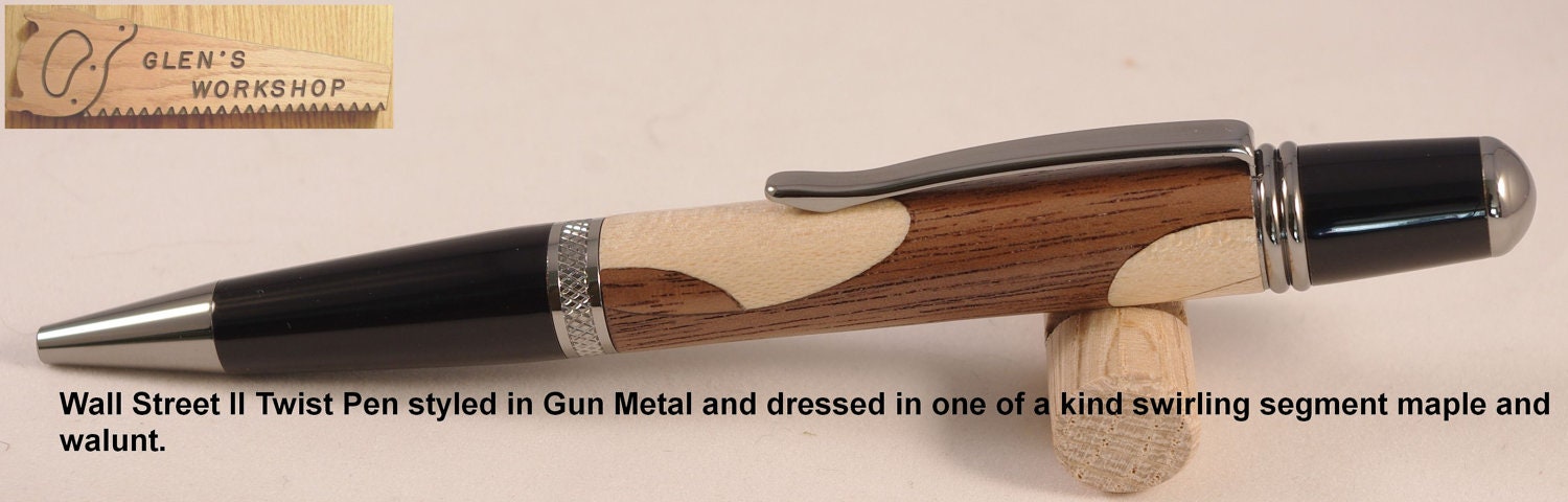 Handmade Wall Street II Pen Black Titanium, Maple, Walnut