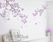 lilac cherry blossom wall decals vinyl floral wall sticker tree nursery wall mural children-girl nursery cherry blossom Z119  cuma
