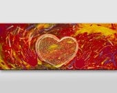 Love painting. Original heart painting on canvas. Red, orange, gold, yellow, hands, couple. Wall art. Love picture. Gift for him. Modern - AstaArtwork