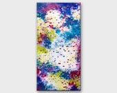 Original painting on canvas Modern Abstract Colorful Butterfly. Bright summer Large Contemporary wall art - red blue green white 40x20