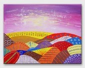 Abstract Modern Original Acrylic Painting Bright Colorful on canvas for nursery childrens room wall decor Feast rainbow joy Artbyasta.com