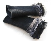 Felted Mittens / felted gloves/ Fingerless Mittens  autumn/winter  black - AnnaWegg