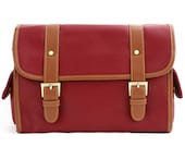 C106 Burgundy Leather Camera Bag w/ Shoulder Strap