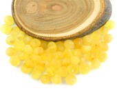 Natural Baltic Amber rounded beads - 50 pcs - UNPOLISHED Citrine - lemon