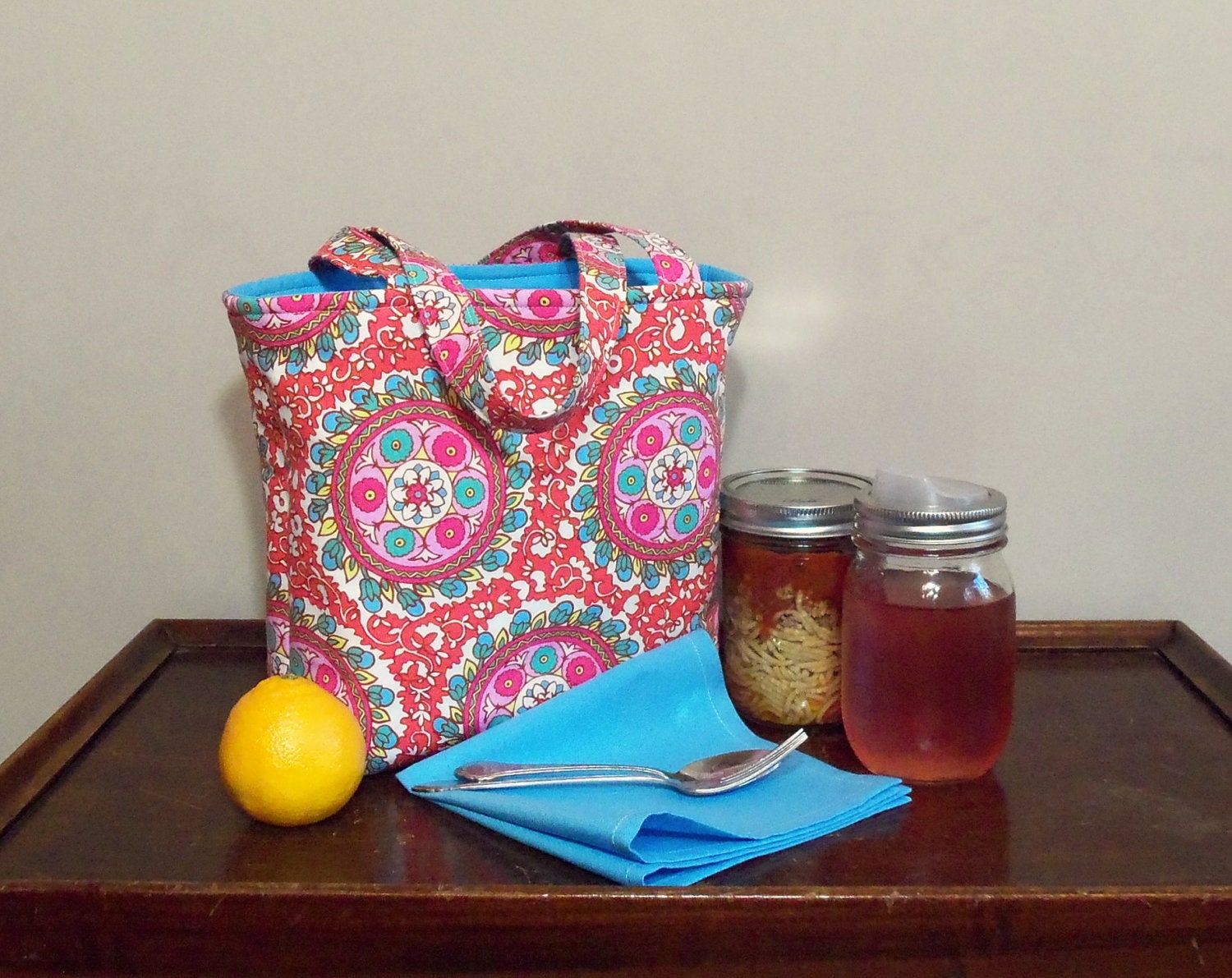 Jars to Go Bag - Amy Butler designer fabric canning jar lunch tote