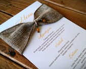 Rustic Wedding Menu, Burlap Menu, Shabby Chic Wedding Menus, Wedding Menu