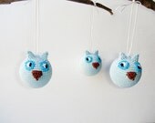 Light blue Owl Woodland ornament Crochet animal bird Rattle  Waldorf Nursery/Children's Room Decor Housewares Rattle