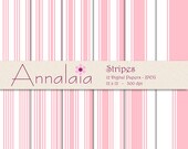 INSTANT DOWNLOAD Digital Paper Pack: Pink and White Stripes 12x12 8,5x11 Baby Girl Digital Scrapbook Paper Commercial Use 103