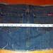 Denim Cut up Distressed Waisted Faded Blue Denim Mini Skirt with Orange Stitching Jean Skirt