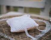 Sweet Pea wedding ring pillow upcycled vintage doilies