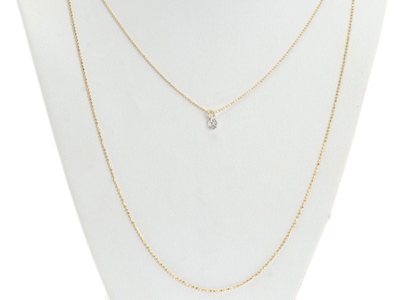 Double strand necklace with a swarovski pendant, Layered necklace,14k goldfilled chain, Bridal jewelry, Delicate jewelry