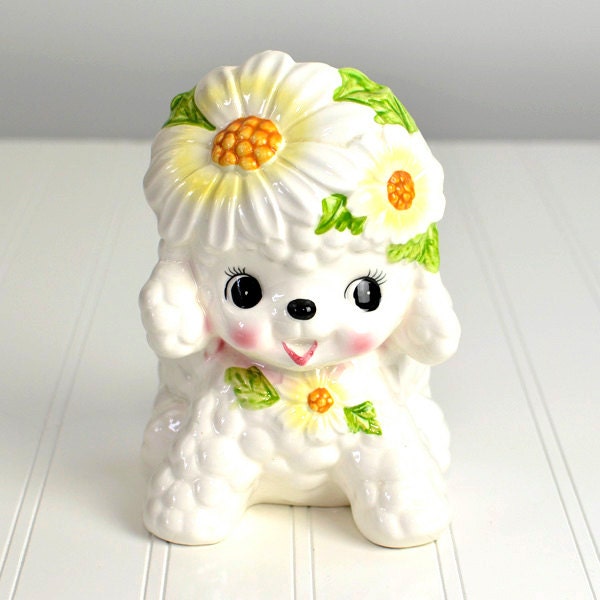 Poodle / Lamb Head Vase Planter by Relpo - Model 5966, Made in Japan, Hand Painted Ceramic - Retro Home Decor or Use