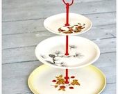 Emerson: Cake Stand, Vintage Serveware, Wedding Decorations, Fall Colors