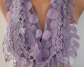 Elegant and feminine scarf lace scarf lilac scarf---Mothers day gift