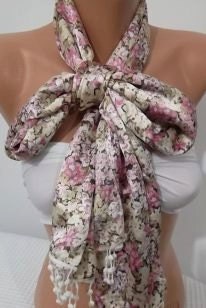Gorgeous Fabric - Pink Flovered Scarf  Soft Scarf
