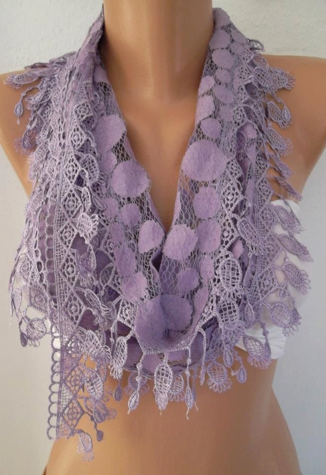 Elegant and feminine scarf lace scarf lilac scarf---Mothers day gift