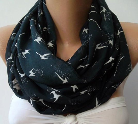 Swallow - Infinity Scarf, Loop Scarf Circle Scarf - Elegant - It made with good quality chiffon fabric - Super Loop.