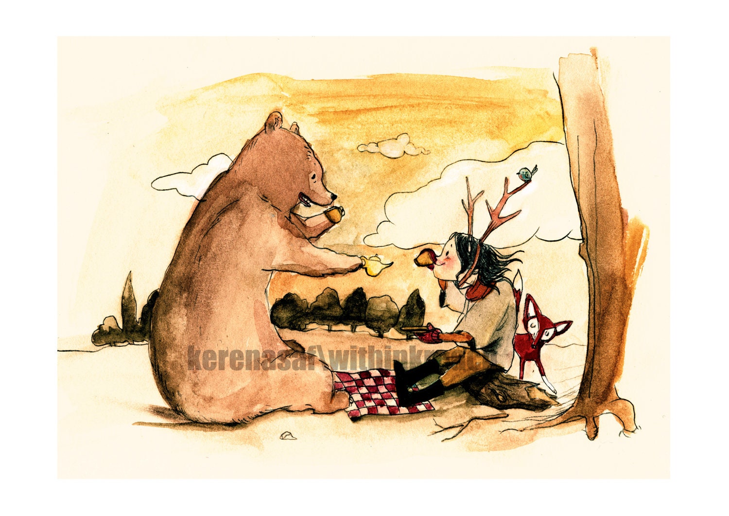 tea party in the forest- digital print