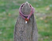 Purple leather wrap bracelet