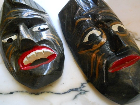Vintage Wood Masks / Decorative arts / wall hangings