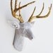 Gift Ideas for Him Her & Couples - White Faux Taxidermy - The Winston - White W/ Gold Glitter Antlers Resin Deer Head