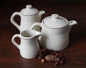 Unique Mid Century Hotel Ware Vintage Teapot, Coffeepot  and Creamer Ironstone
