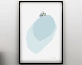 Village by the Lake Print - Village Illustration-Lake print-Little houses - Art print by nicemiceforyou