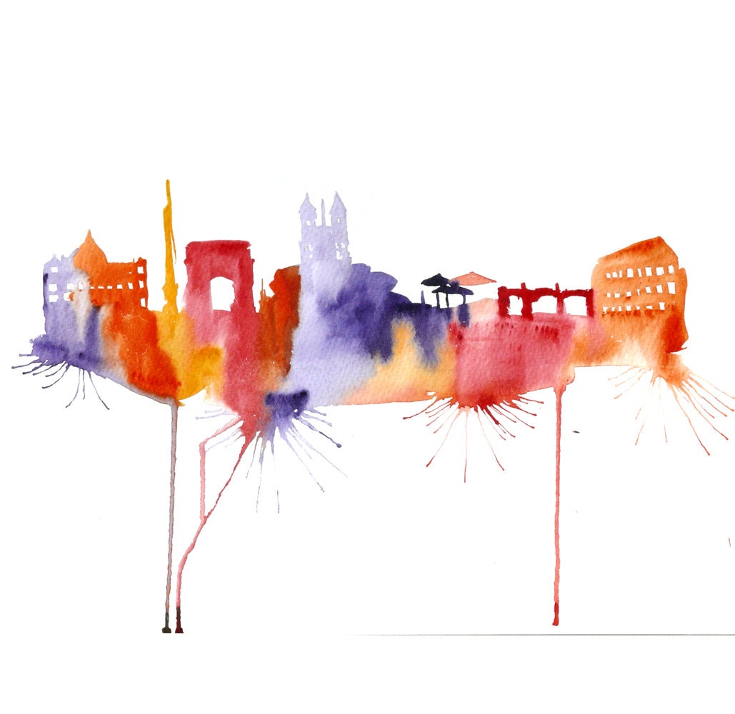 Rome illustration ART PRINT 13X19  watercolor painting