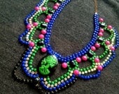 Custom Vintage Hand Painted Cameo Rhinestone Statement Necklace - Dannijo look
