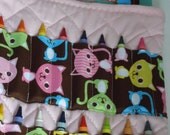 Multi-colored cats on a Pre-Quilted Pink Tote.  Comes complete with crayons and coloring book