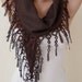 New - Valentine's Day Gift - Brown Pashmina Scarf with Brown Trim Edge