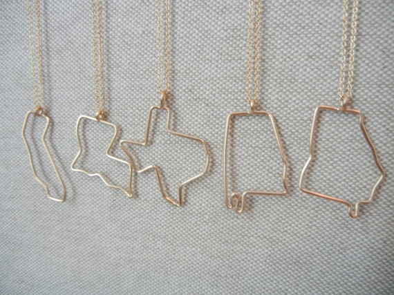 Custom Gold Filled State Outline Necklace
