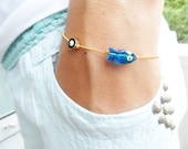 Evil eye bracelet with blue crystal fish charm cute summer best friend birthday teenagers gifts arabic jewelry wholesale unique turkish