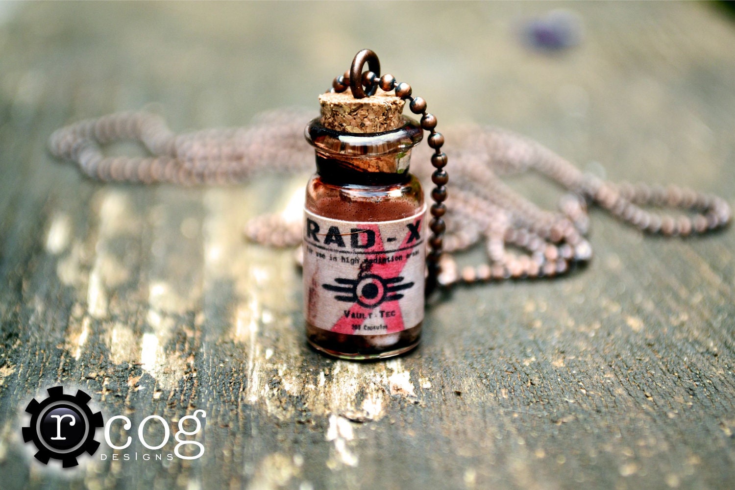 SALE - Rad-X from Fallout - Glass Bottle Pendant/Necklace