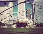 Chicago photography, fine art photograph, Millennium Park, vintage, retro, dreamy, city architecture, Midwest, Illinois, 8x10 print