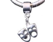 Comedy Tragedy Drama Masks European Charm Bead Sterling Silver Fits Bead Bracelets or Necklace Pendant
