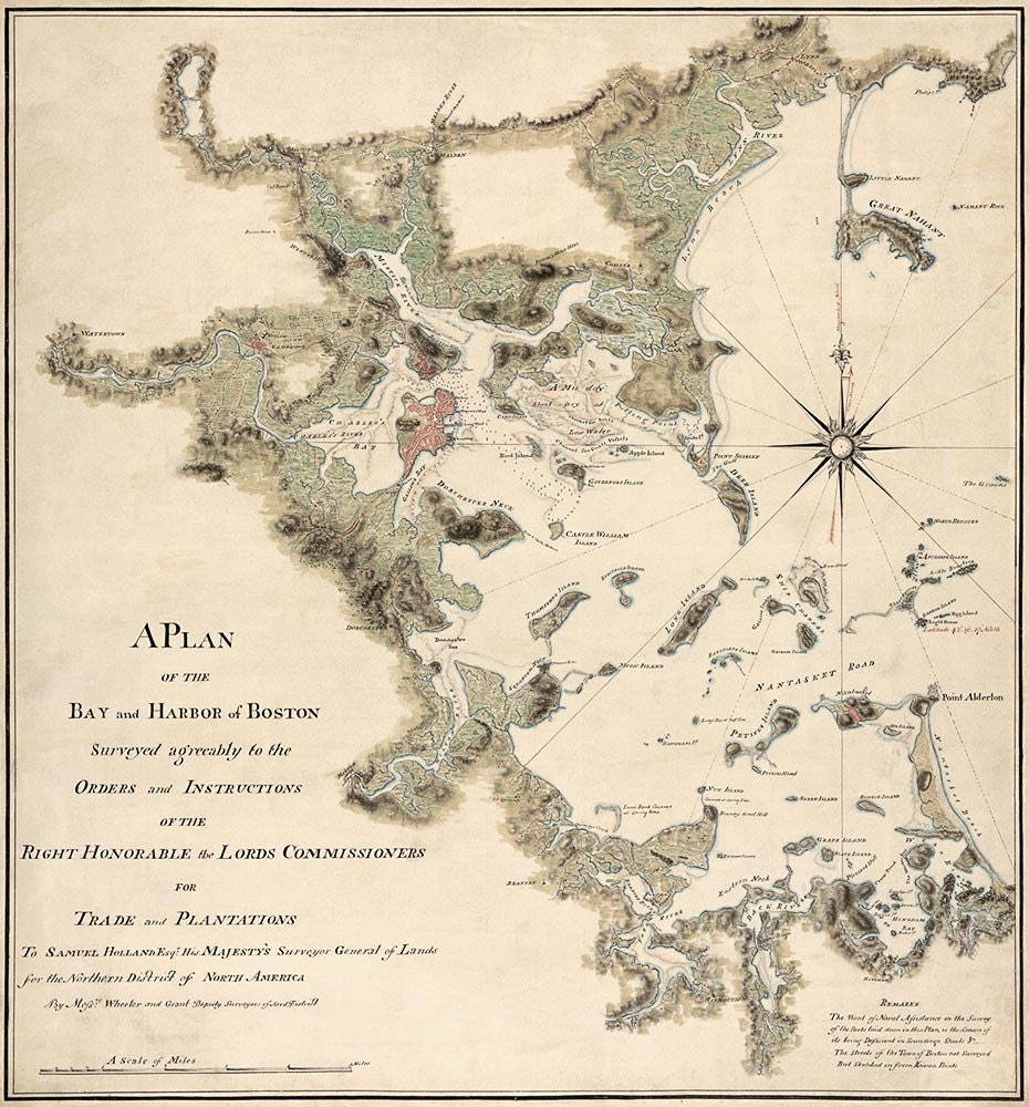 Antique Map of Boston Harbor (c1775) - 20.4"x19" - Archival Print