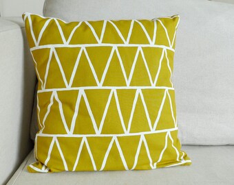 Jungle Gold Triangles - Linen Pillow - 13 x 13 in.