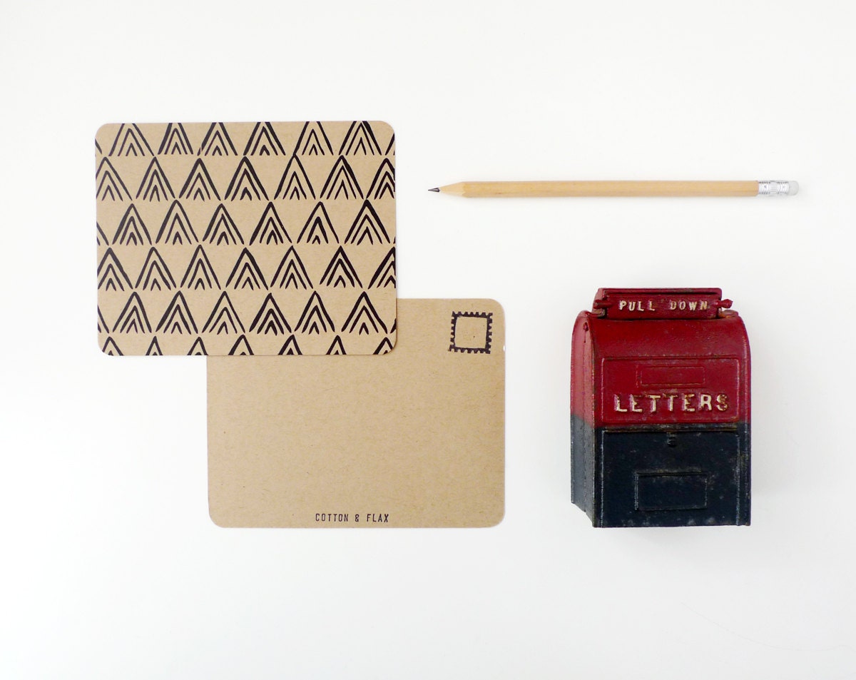 Mountain Patterned Kraft Postcards - Set of 4