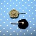 Two Crochet Flower Bobby Pins in Pale Blue and Navy