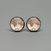 Silver Stud Post Earrings with Vintage Globe