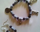 Paper Bead Charm Bracelet Earring Set Stretch