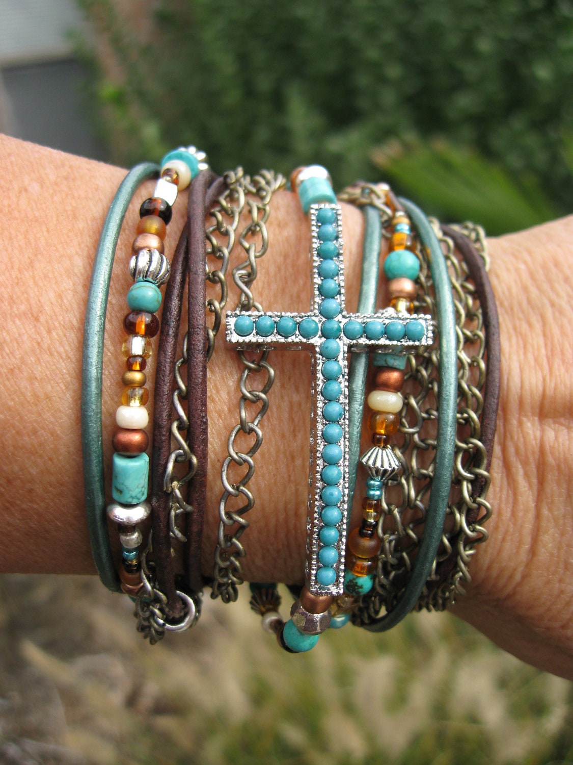 Boho - "Mahogany" - Endless Leather Wrap Bracelet