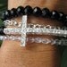 MIDNIGHT...Black crystal Multi-strand Rhinestone Sideways Cross Bracelet